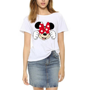 Brand New Summer Harajuku T-Shirts Women Short Sleeve Mouse Print Female T Shirt Woman O-neck Punk Tee Tops Casual Clothing