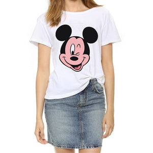 Brand New Summer Harajuku T-Shirts Women Short Sleeve Mouse Print Female T Shirt Woman O-neck Punk Tee Tops Casual Clothing