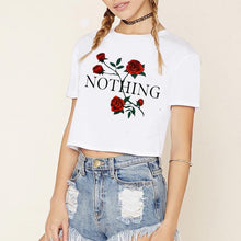 Load image into Gallery viewer, 2018 New Blusas Femininas Women Blouse Shirt Crop Top Harajuku Short Sleeve O-neck Rose Print Tee Tops Brand Casual Blouses