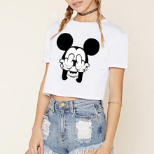 Load image into Gallery viewer, 2018 New Blusas Femininas Women Blouse Shirt Crop Top Harajuku Short Sleeve O-neck Rose Print Tee Tops Brand Casual Blouses