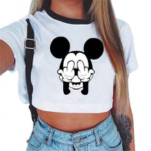 Load image into Gallery viewer, 2018 New Blusas Femininas Women Blouse Shirt Crop Top Harajuku Short Sleeve O-neck Rose Print Tee Tops Brand Casual Blouses