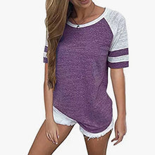 Load image into Gallery viewer, 2019 New Chic Women T-Shirts  Casual Tops Summer Cool Tees Embroidery Contrast Colors Loose Short sleeve Tops tee shirts
