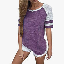 Load image into Gallery viewer, 2019 New Chic Women T-Shirts  Casual Tops Summer Cool Tees Embroidery Contrast Colors Loose Short sleeve Tops tee shirts