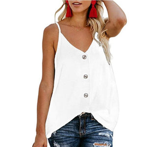 Womens Summer Sexy Casual V-Neck Sleeveless Button Camisole 2019 Tank Tops Sleeveless shirt blouse Plus size code S-3XL