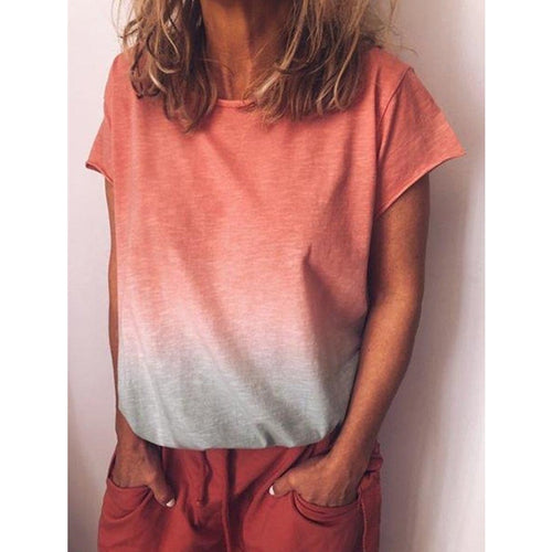 2019 feminina Summer Women Tee Shirts Gradient Print Tops Women Ladies Short Sleeve Loose Casual T-shirt Plus size S-5XL