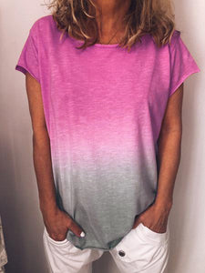 2019 feminina Summer Women Tee Shirts Gradient Print Tops Women Ladies Short Sleeve Loose Casual T-shirt Plus size S-5XL