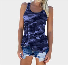 Load image into Gallery viewer, women camouflage Tops 2019 summer T-shirt camouflage Fashion wild sleeveless Vest T-Shirt Leisure T-shirt Top Plus size S-5XL