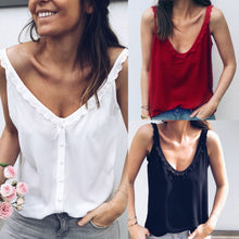 Load image into Gallery viewer, ROPALIA Women Both before and after wear v-neck Lace Vest Girls Beach Strap Top Sleeveless Shirt Tank To