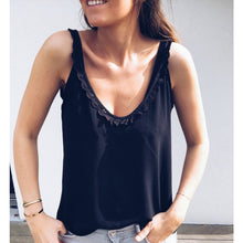 Load image into Gallery viewer, ROPALIA Women Both before and after wear v-neck Lace Vest Girls Beach Strap Top Sleeveless Shirt Tank To