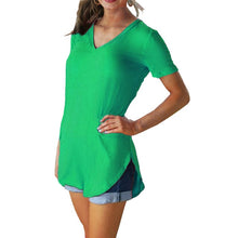 Load image into Gallery viewer, 2019 Summer T Shirt Women Thin Tops Tee Shirt Long section Short Sleeve V-Neck Tee Loose Leisure T-Shirt Women Plus Size S-5XL