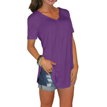 Load image into Gallery viewer, 2019 Summer T Shirt Women Thin Tops Tee Shirt Long section Short Sleeve V-Neck Tee Loose Leisure T-Shirt Women Plus Size S-5XL