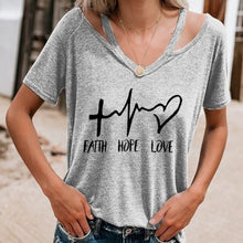 Load image into Gallery viewer, New Summer 2019 Street Ladies Fashion T shirt Women printing V-Neck Loose Tops Tees Female Short Sleeve Plus size code S-3XL